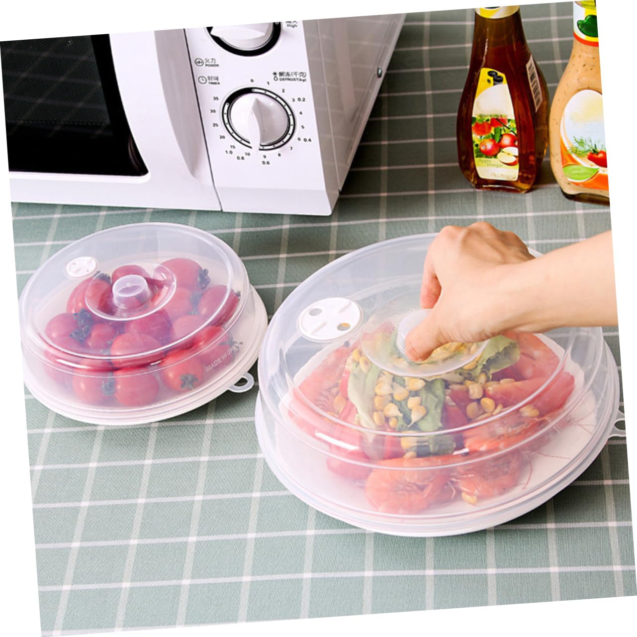 DOITOOL 2-Pack Reusable Food Storage Covers - Microwave Safe, BPA-Free Plastic Leftover Savers with Magnetic Seal for Bowls, Plates & Cups | Perfect for Picnics, Travel, and Home Kitchen Organization