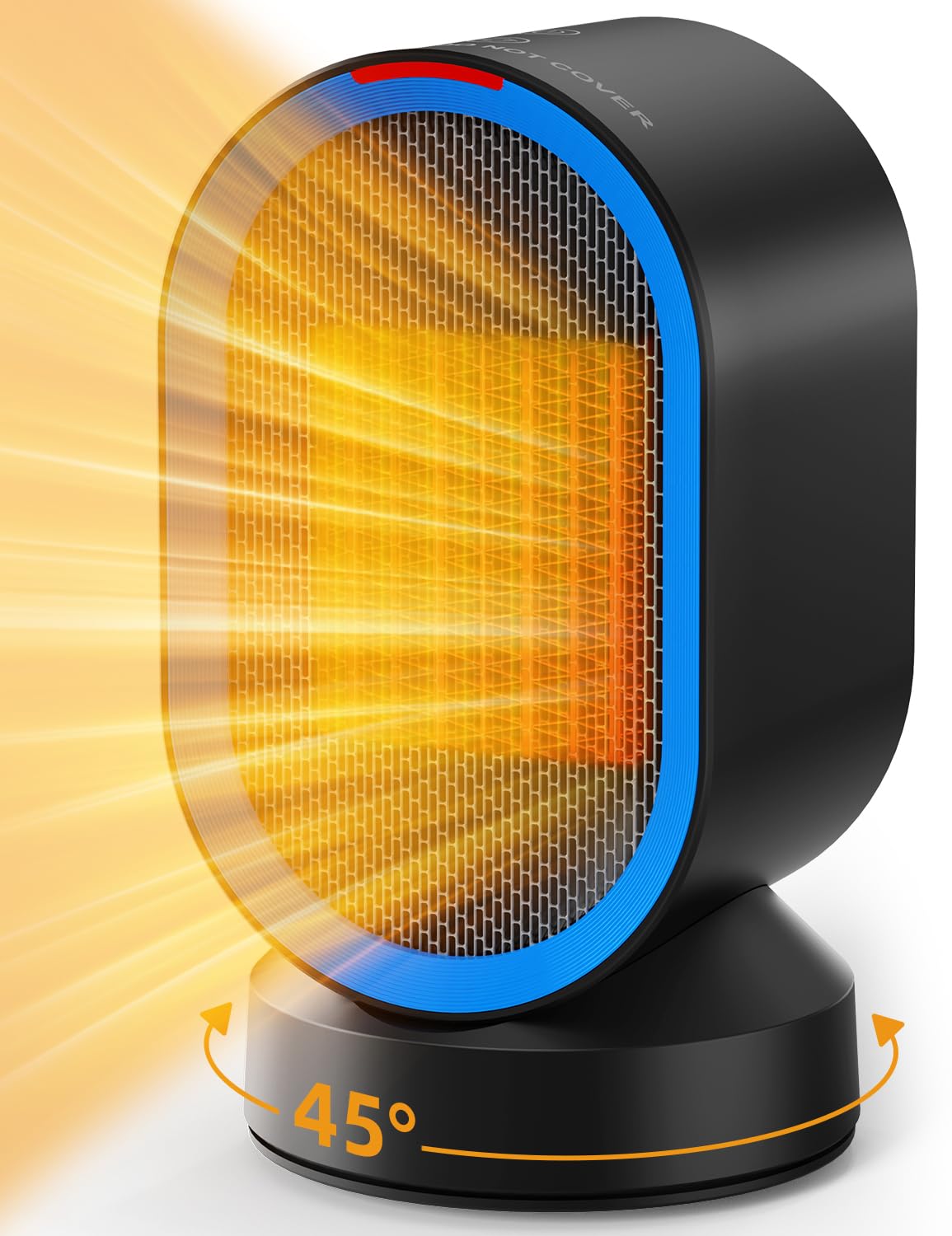 TABYIK Electric Space Heater - Small Portable Indoor Heater with 45° Oscillation, Energy Efficient Personal Heater for Bedroom, Home & Office Use - Perfect for Winter Warmth & Workspace Comfort (Black)