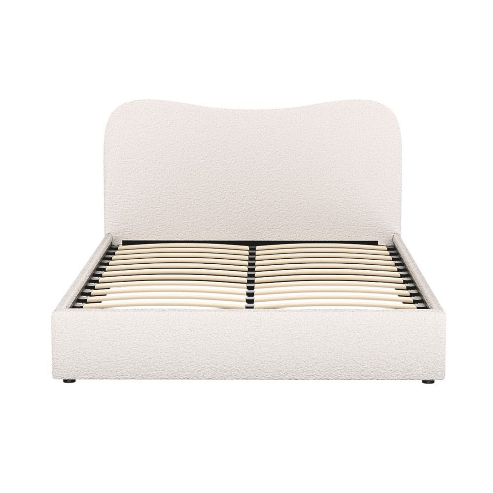 Albany Boucle Upholstered Bed Frame with Bonita Pillow Top Medium Firm Mattress Set - Queen Size, Double Package for Modern Bedroom, Guest Room & Dorm Decor