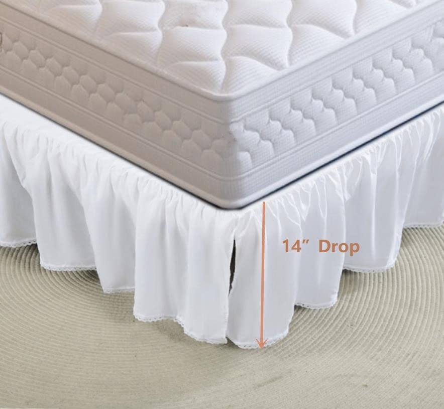 Elegant Ruffled Microfiber Bed Skirt with Split Corners - 14 Inch Drop, Twin Size (39