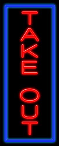 Vintage Take Out Glass Neon Sign #11632 – Handcrafted in USA | Perfect for Restaurants, Bars & Retro Home Decor
