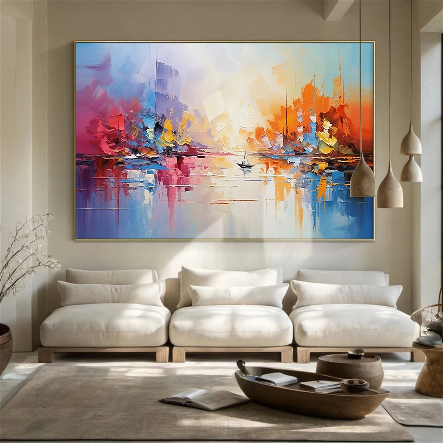 Abstract Painting #AB 303 - Modern Wall Art Decor for Living Room, Bedroom & Office - Handmade Canvas Artwork