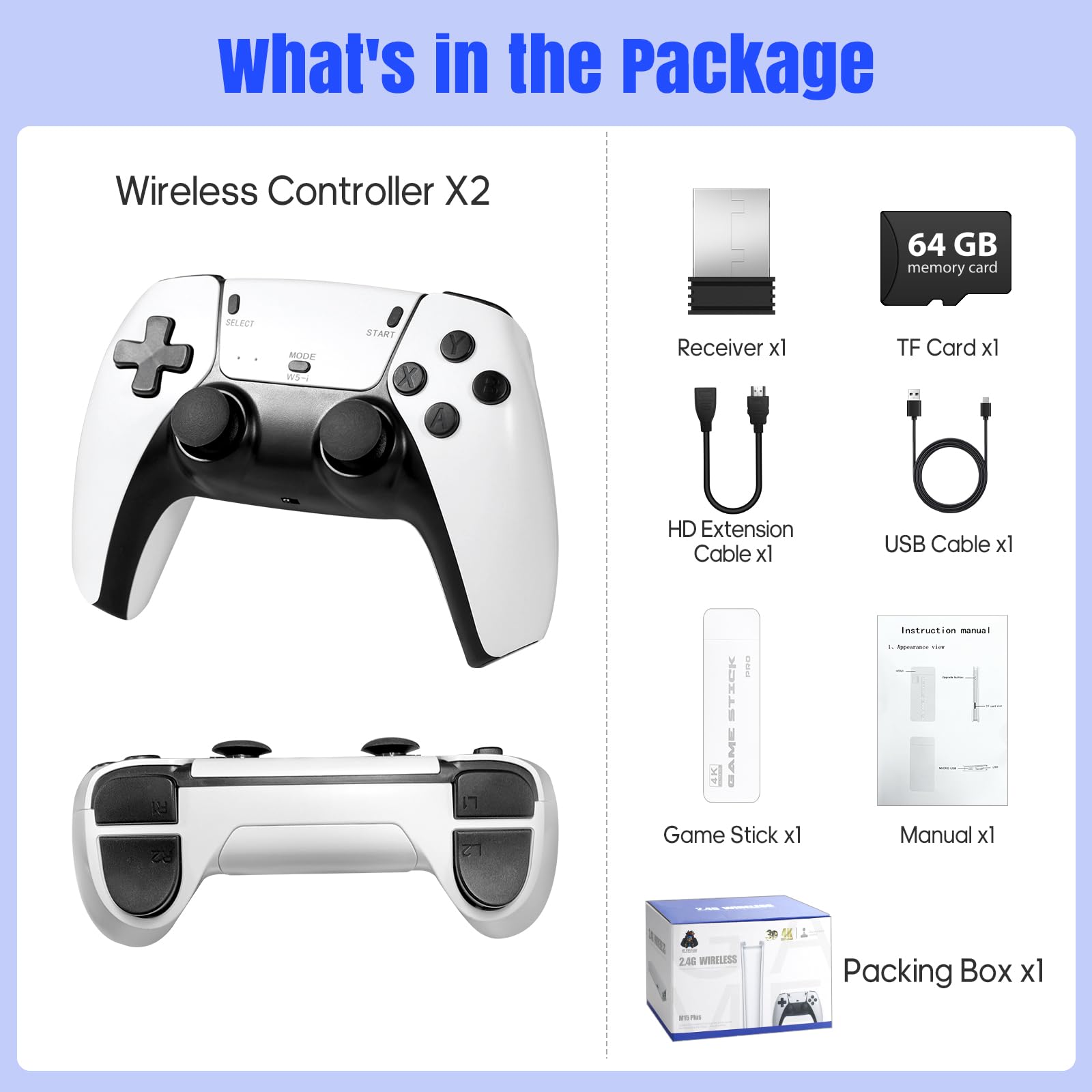 Retro Gaming Console with 23 Built-in Emulators - Wireless 4K HDMI Game Stick, 20,000+ Classic Games, Plug & Play with 2.4G Wireless Controller - Perfect for Family Entertainment, Nostalgic Gaming & Party Fun