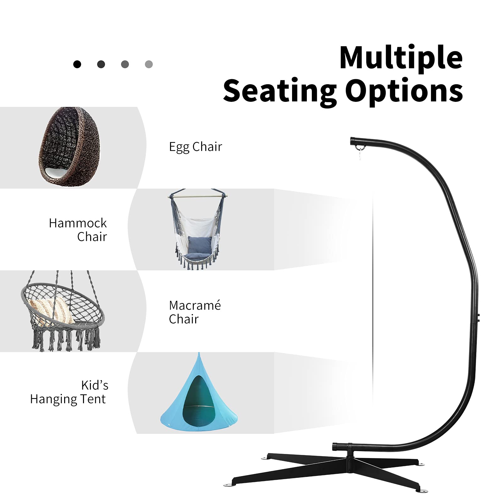 Giantex Heavy Duty Steel Hammock Chair Stand - 360° Rotating C-Stand for Hanging Swing Chairs | 2