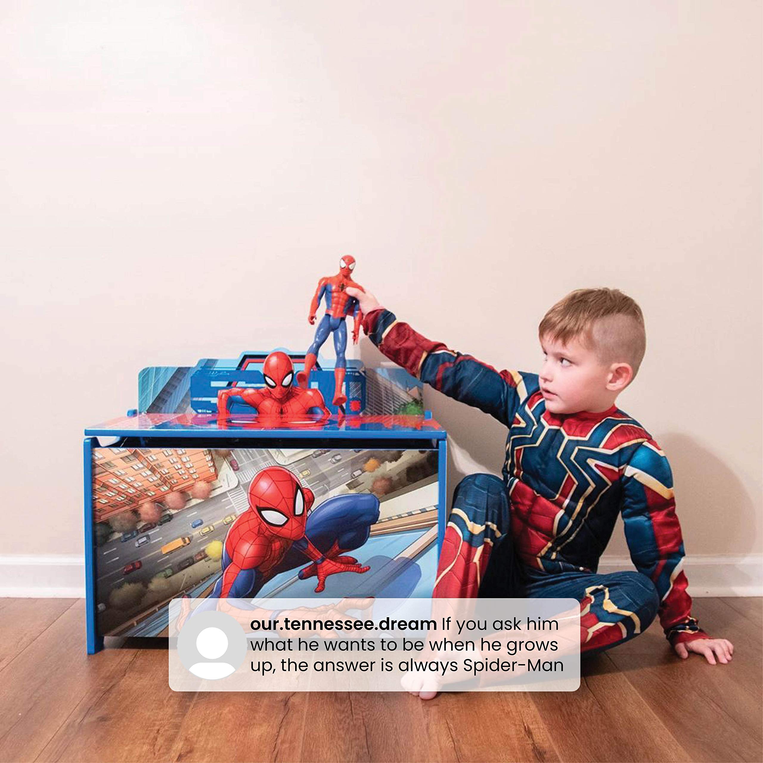 Delta Children Deluxe Toy Box with Spider-Man Design - Kids Storage Organizer for Toys, Books & Clothes | Perfect for Bedroom, Playroom & Nursery Organization