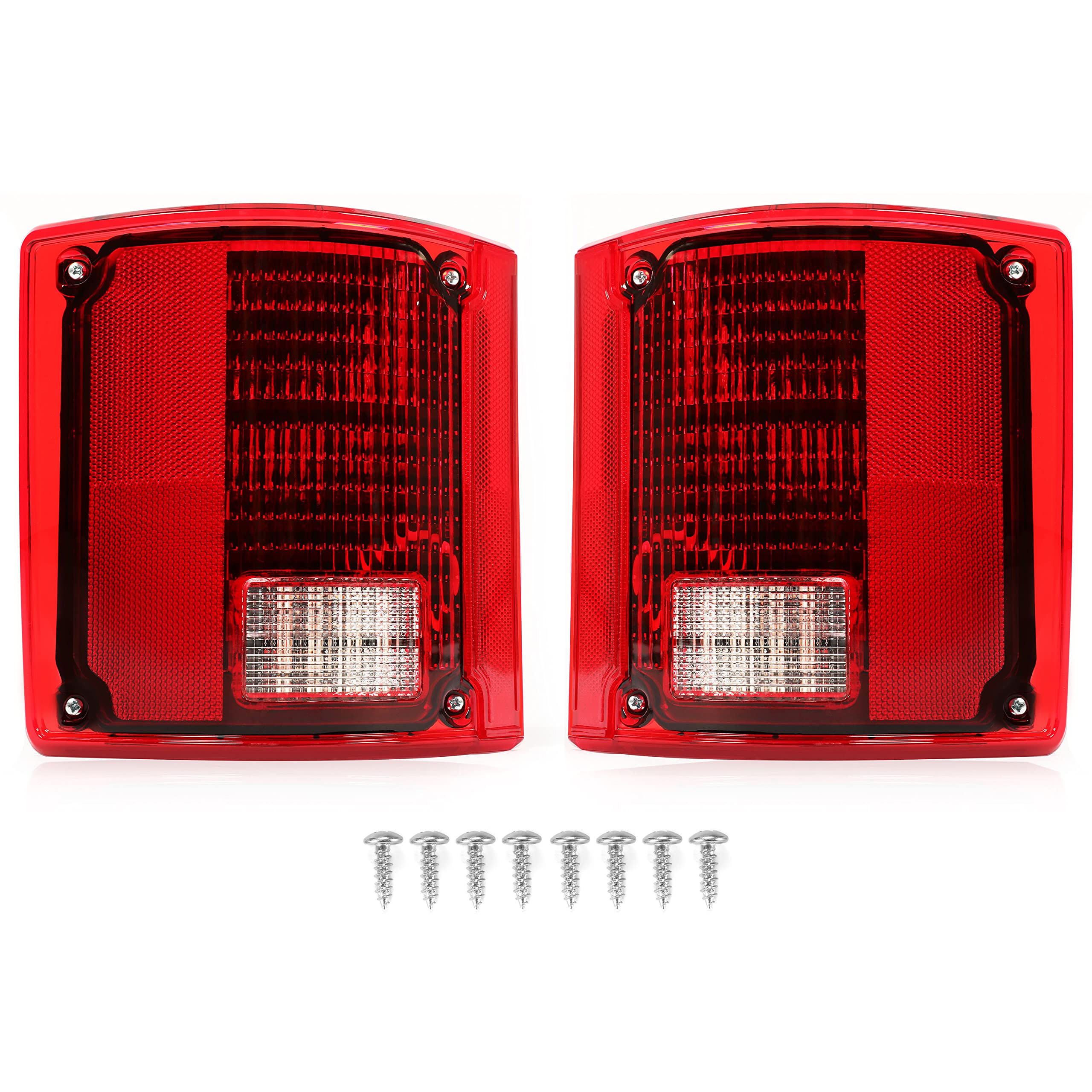 Kojem LED Tail Light Pair for 1975-1986 Chevy Chevrolet C10 - Red Lens Replacement for CTL7387LED-L/R | Durable & Bright Brake Lights for Classic Truck Restoration & Night Driving Safety