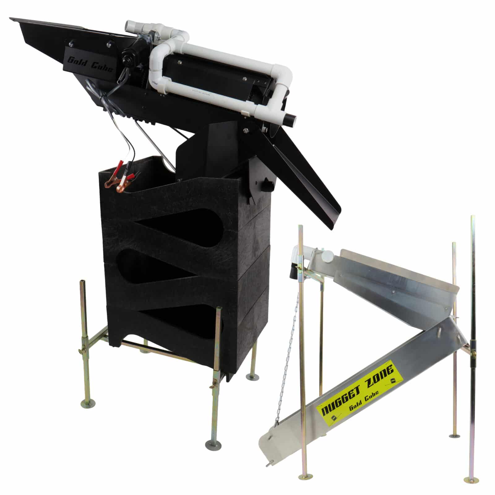 Gold Cube 4 Stack Deluxe Complete Kit with Nugget Zone Banker & Trommel - Gold Prospecting Equipment for Mining, Panning, and Treasure Hunting - Perfect for Outdoor Adventures and Metal Detecting