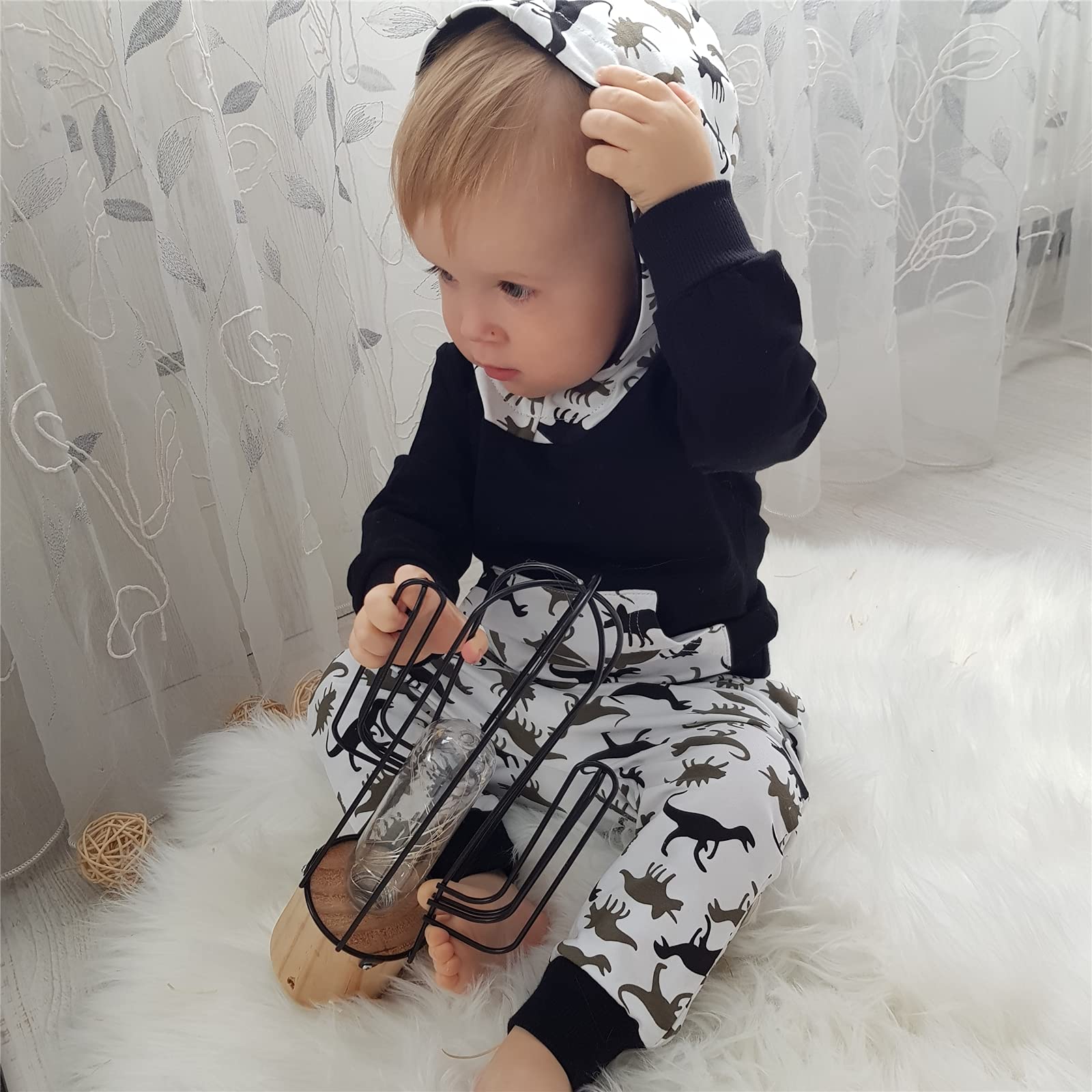 Adorable Animal Print Baby Boy Clothes Set - Soft Long Sleeve Hoodie & Pants Outfit for Toddlers & Infants | Perfect for Playdates, Family Photos & Everyday Comfort
