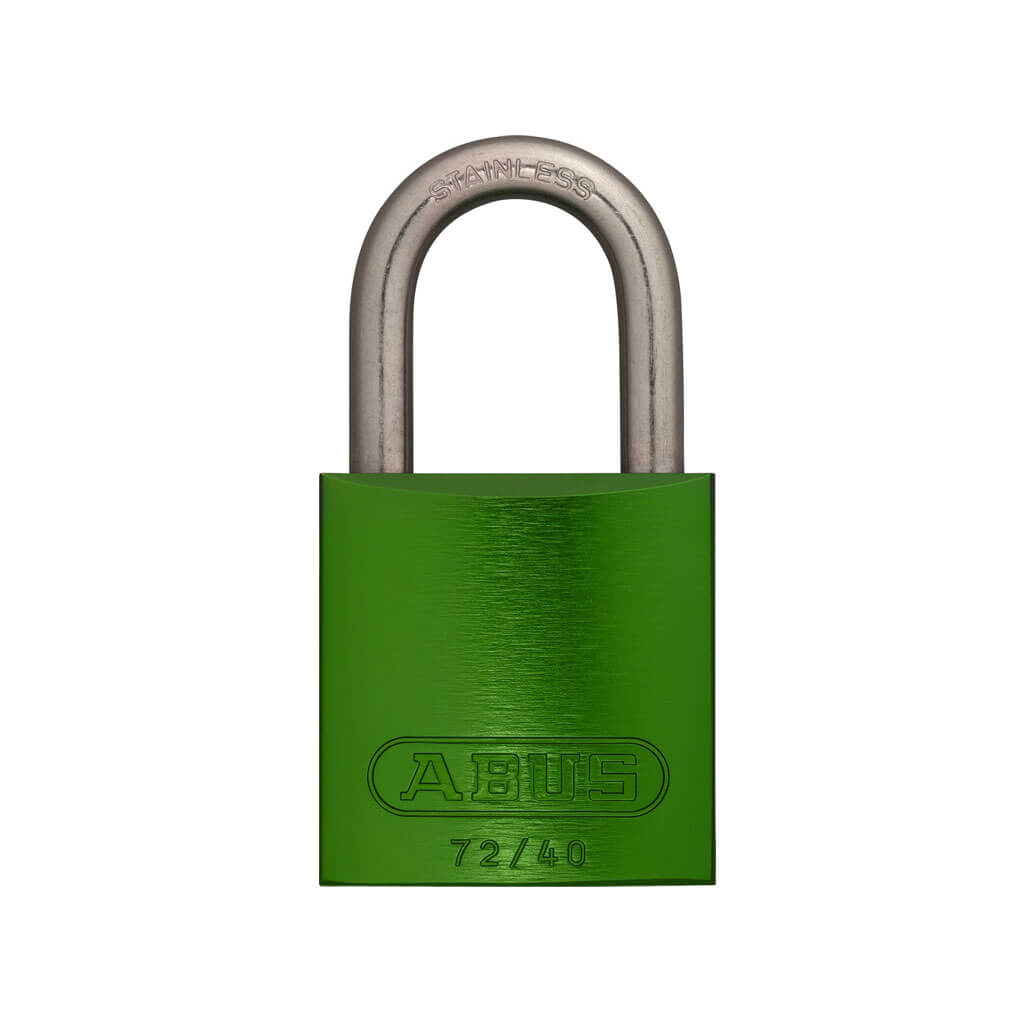 ABUS 72IB/40 KA 1.5 Inch Body Green Aluminum Keyed Alike Padlock with 1 Inch Shackle - Secure Lock for Gates, Storage Units & Toolboxes