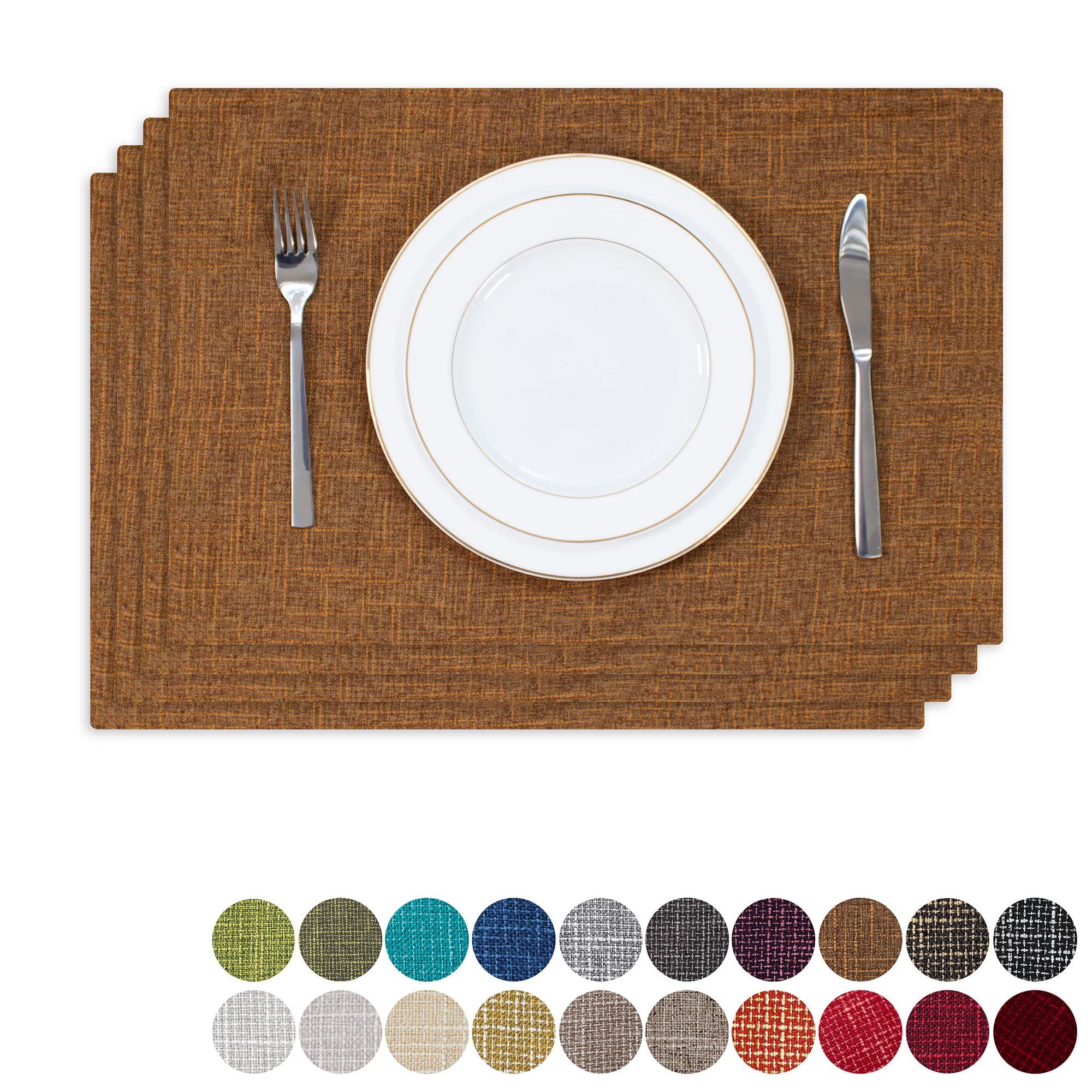 Kevin Textile 4-Pack Faux Linen Heat Resistant Placemats - 13