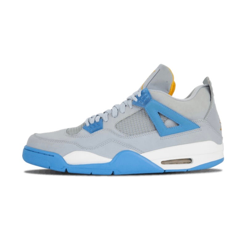 Air Jordan 4 Retro 2006 Sneakers - Mist Blue, University Blue & Gold Leaf White Colorway | Men's Basketball Shoes for Casual Wear & Street Style