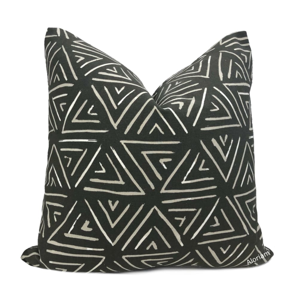 Stylish Dylan Black White Taupe Triangle Print Pillow Cover - Modern Geometric Throw Pillow Case for Sofa, Bed & Home Decor