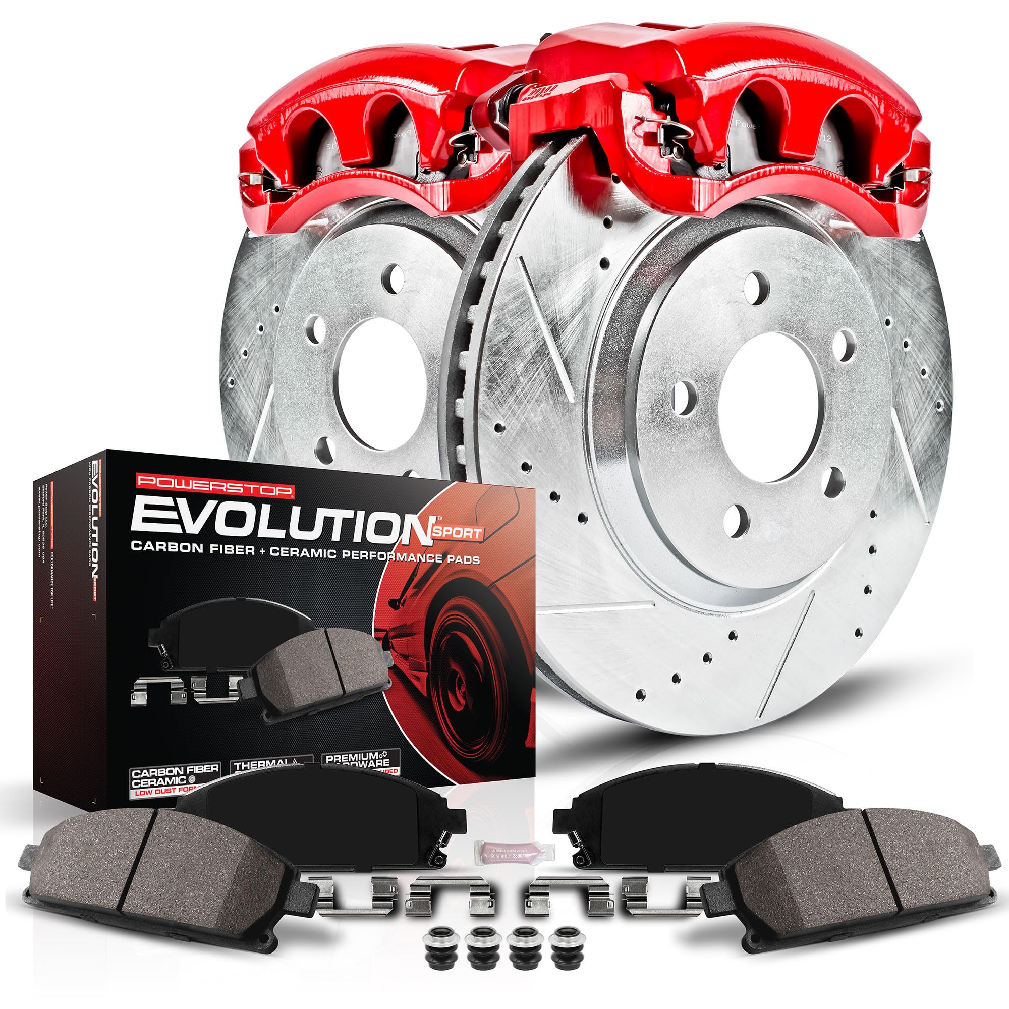 Power Stop KC2553 Front Brake Kit with Calipers - Compatible with Buick Century/LeSabre/Regal, Pontiac Bonneville/Grand Prix/Montana/Trans Sport, Oldsmobile Intrigue/Silhouette | Complete Brake System Upgrade for Smooth Stopping & Enhanced Safety | Ideal for Daily Commuting, Highway Driving & Heavy Loads