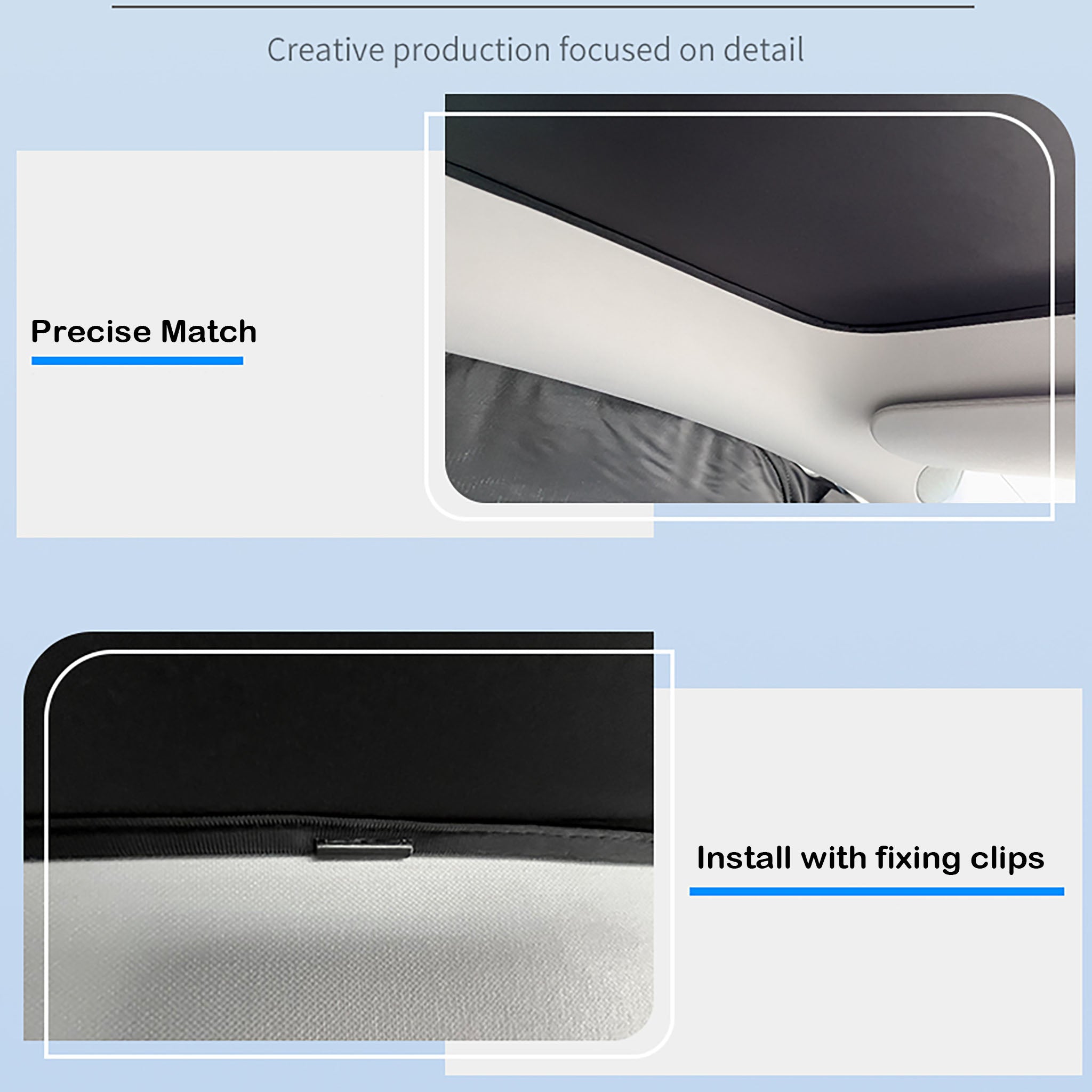 Tesla Model Y/3 (2017-2025) Front Windshield & Sunroof Sunshade Set - Car Window Shades for Heat Protection & UV Blocking - Perfect for Summer Driving & Parking