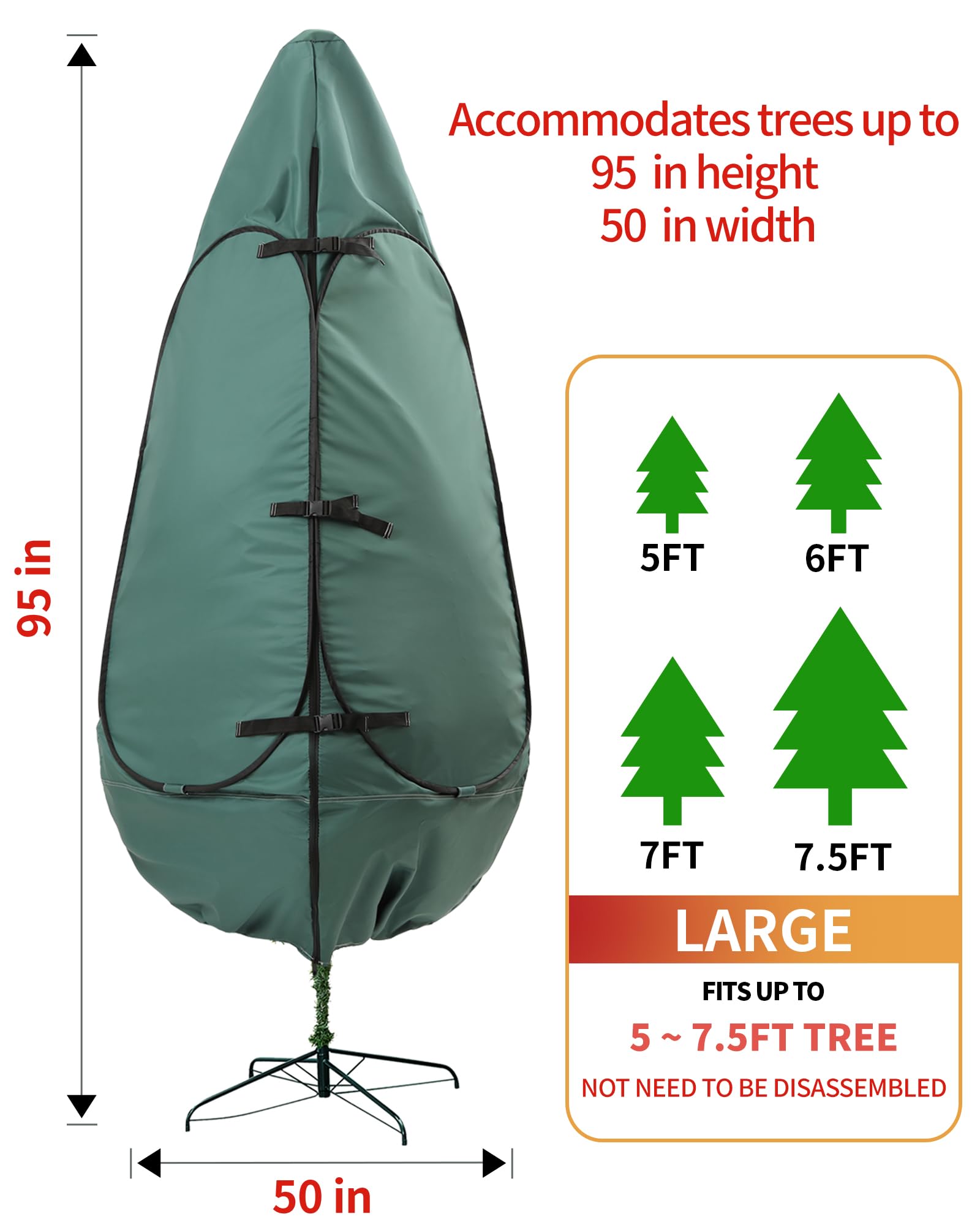 7 Ft Christmas Tree Storage Bag - Heavy Duty Upright Artificial Tree Cover for 6-7 Ft Trees | Perfect for Holiday Storage & Space Saving Organization (Fits 5 Ft, 6 Ft, 6.5 Ft & 7 Ft Trees) | Ideal for Attic, Garage & Seasonal Decoration Protection
