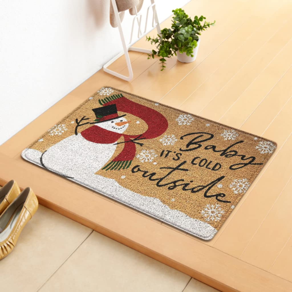 Cartoon Snowman Christmas Door Mat - 'Baby It's Cold Outside' Decor for Entryway & Bedroom