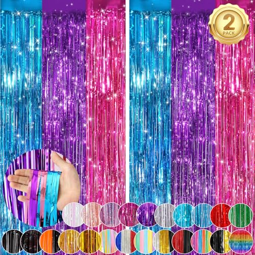 Blue Purple Pink party streamers