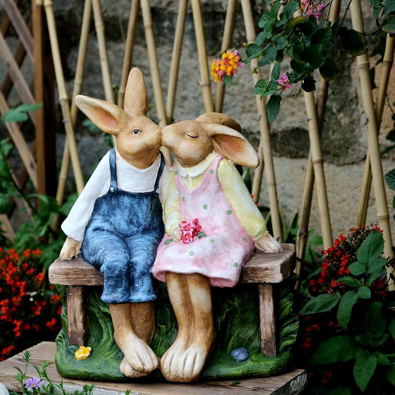 Large Bunny Rabbit Lovers Statue - Romantic Kissing Rabbit Sculpture for Wedding Gifts, Garden Decor, Courtyard Ornament, Villa Outdoor Decoration | Perfect for Valentine's Day, Anniversary, and Garden Landscaping Ideas