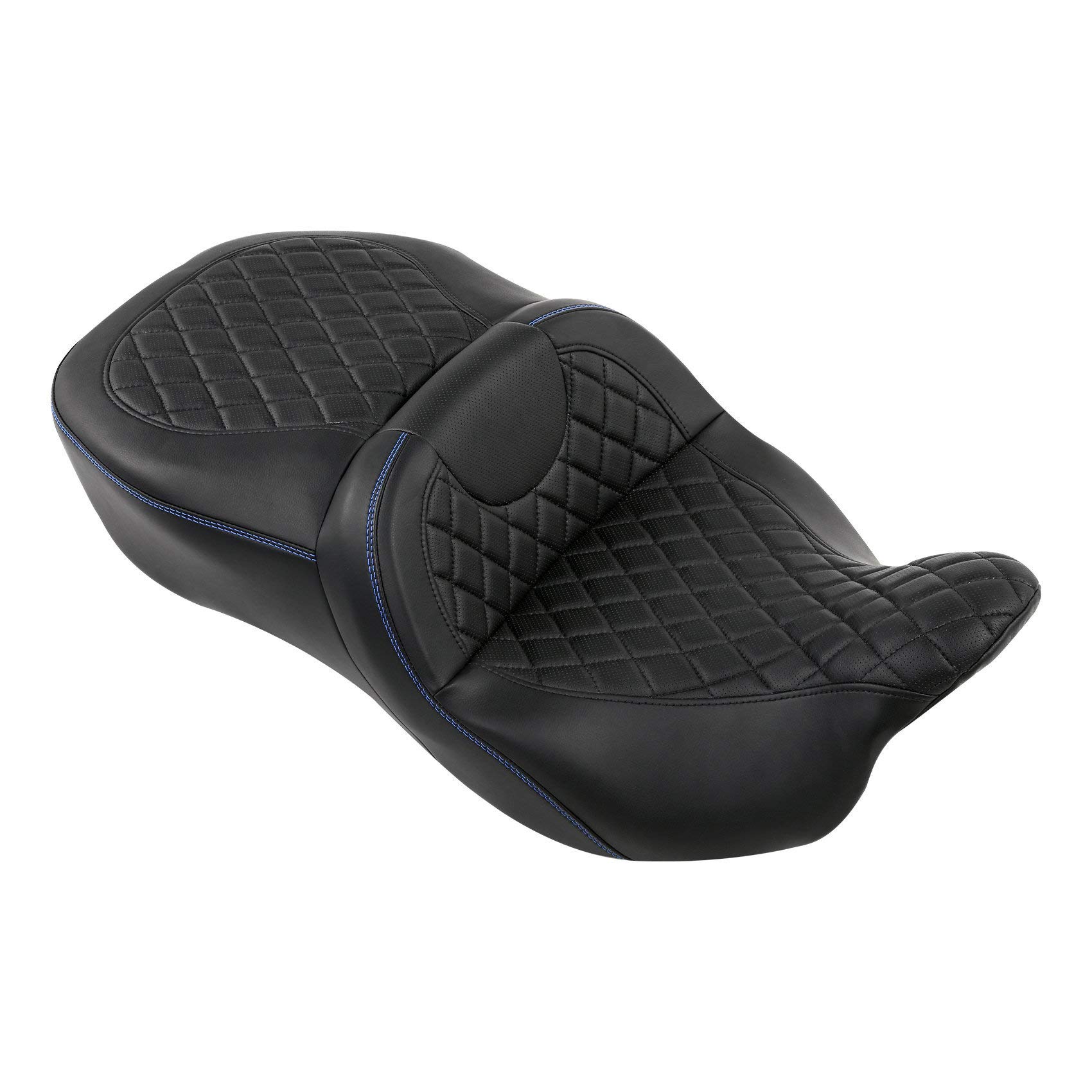 Premium Diamond Stitched 2-Up One-Piece Seat for Harley Touring Models (Road King FLHR, Street Glide FLHX, Road Glide FLTRX) 2009-2023 - Comfortable Rider & Passenger Seat for Long Distance Cruising & Custom Bike Upgrades