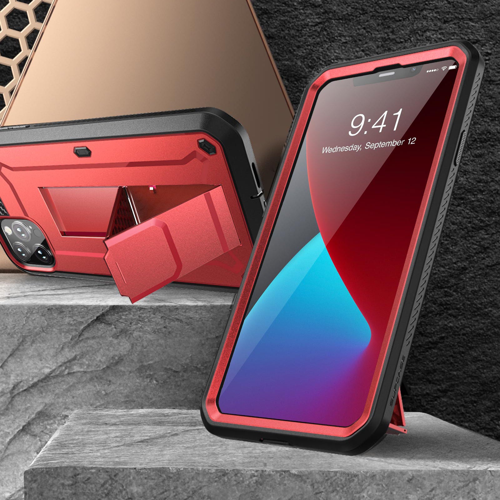 iPhone 12 Pro Max 6.7 Inch Unicorn Beetle Pro Rugged Case - Shockproof, Military-Grade Protection, Metallic Red - Perfect for Outdoor Adventures, Construction Work & Extreme Sports