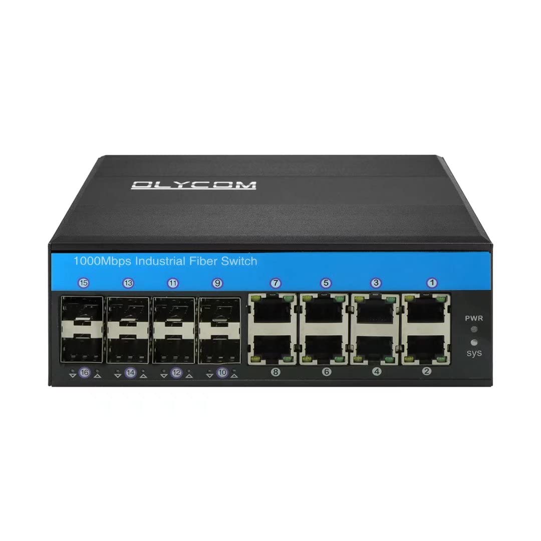 8 Port POE Managed Outdoor Switch - 10/100/1000Mbps with 8 SFP Ports, Din Rail Mount, VLAN, QoS, STP/RSTP - Ideal for Industrial Networks, Security Cameras & Outdoor WiFi Systems