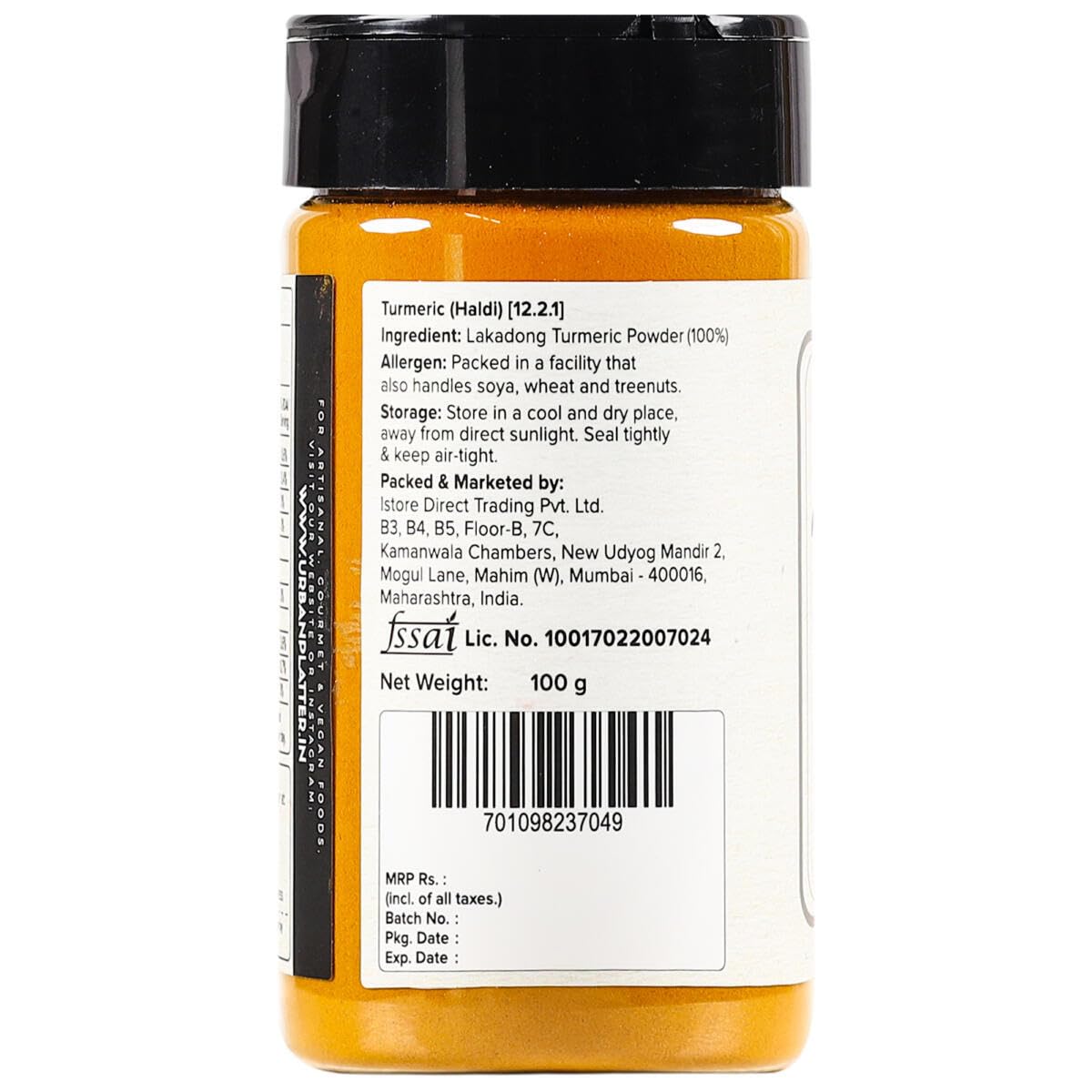 Organic Lakadong Turmeric Powder - 100g Shaker Jar | High Curcumin Content | Grown in Northeast India | Perfect for Golden Milk, Cooking & Skincare
