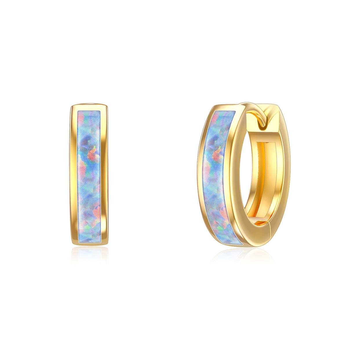 SISGEM 9 Carat Solid Yellow Gold Emerald Hoop Earrings - May Birthstone Huggie Hinged Earrings 11.5mm for Women, Girls, Ladies, Mothers & Sisters - Perfect for Weddings, Birthdays & Anniversary Gifts