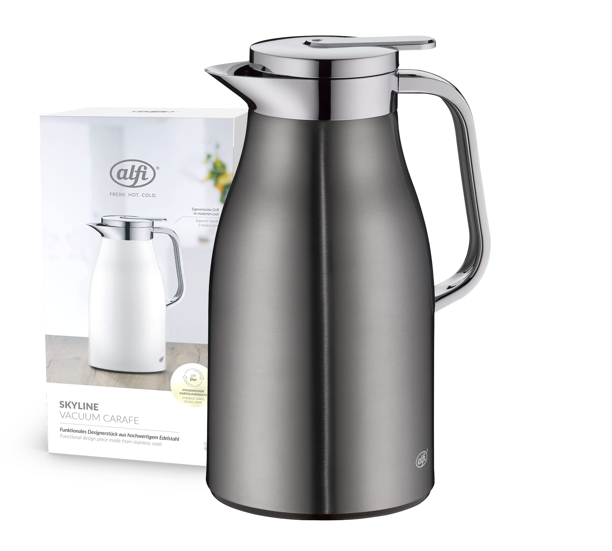 ALFI Stainless Steel Vacuum Insulated Thermos Flask - 1 Liter, Cool Grey - Keeps Drinks Hot/Cold for 24 Hours - Perfect for Camping, Office & Outdoor Activities