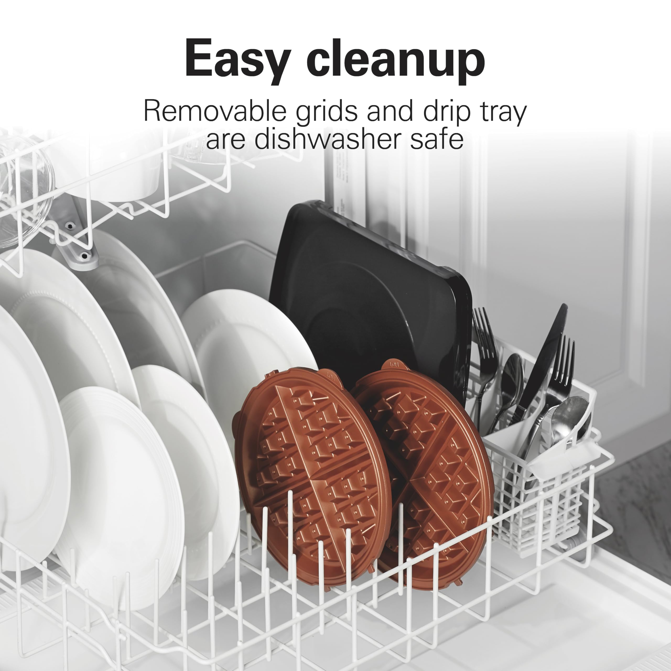 Hamilton Beach 26031 Belgian Waffle Maker - Removable Nonstick Plates, Single Flip, Ceramic Grids, Black - Perfect for Breakfast, Brunch & Family Gatherings
