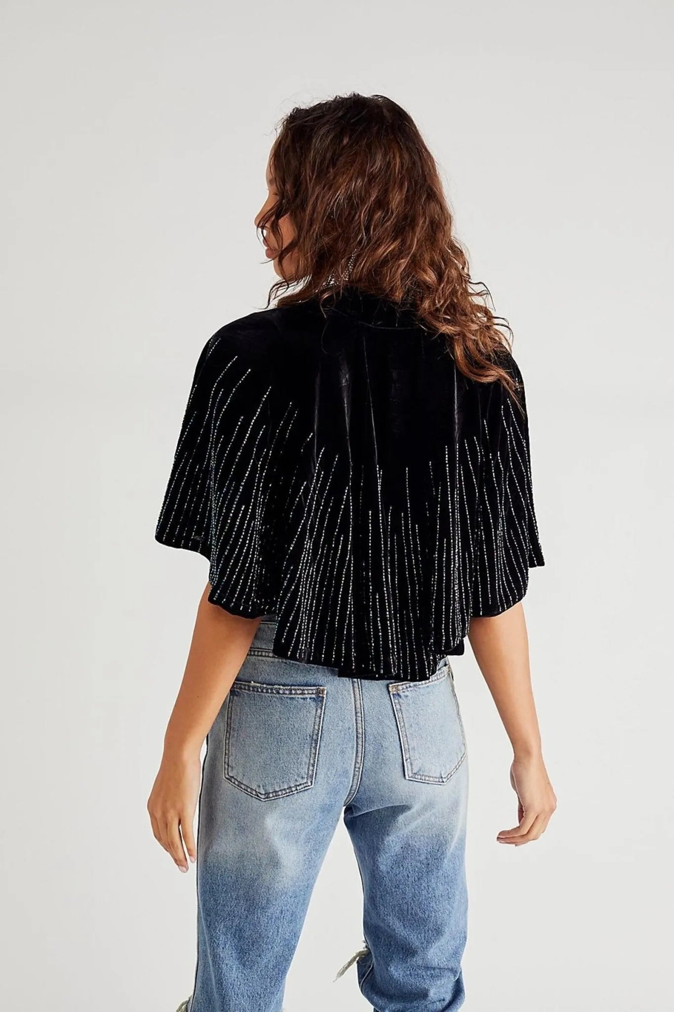 Velvet Crush Embellished Capelet - Elegant Women's Fashion Shawl for Evening Gowns, Weddings & Special Occasions