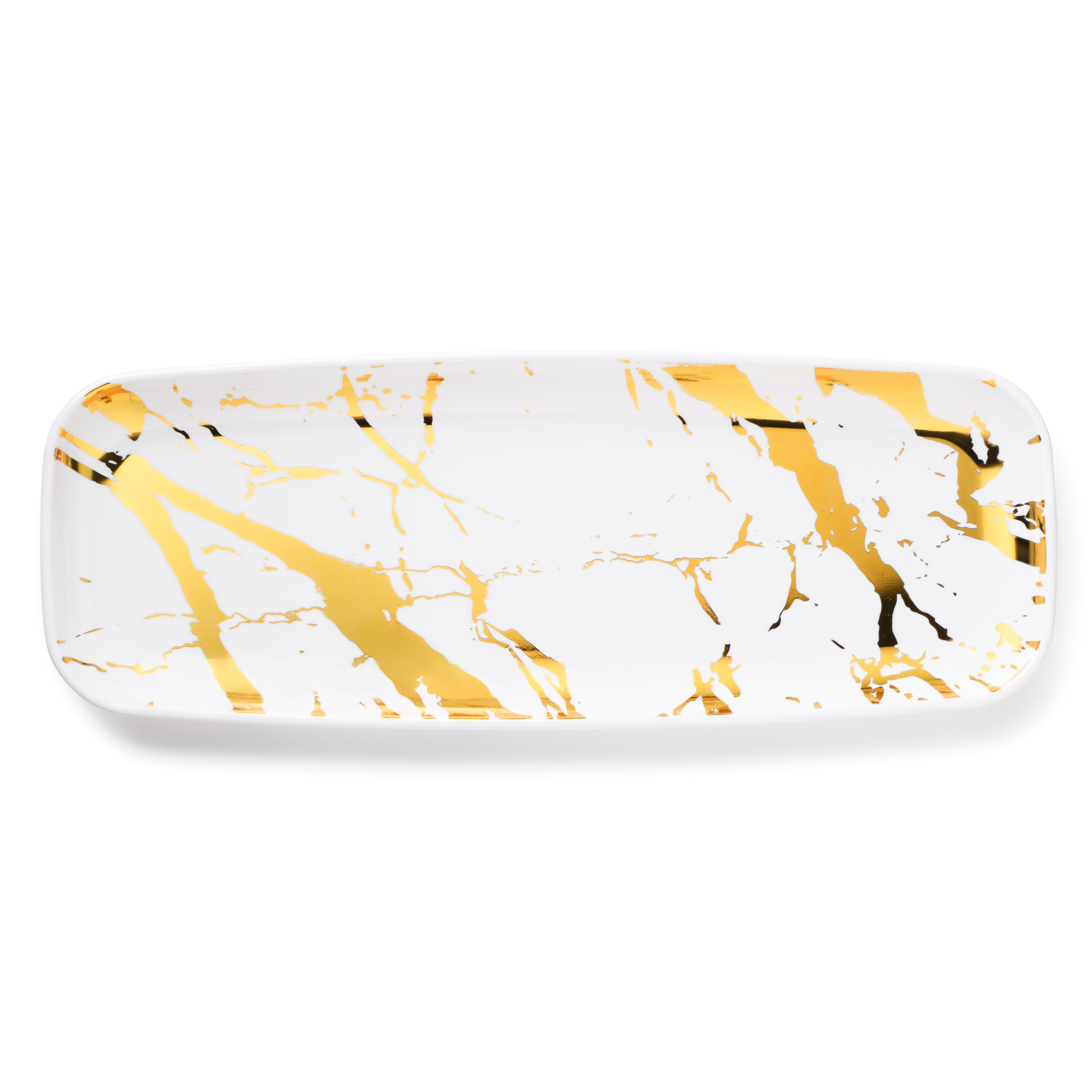 Elegant Marble White & Gold Oval Serving Platter Set of 2 - Perfect for Dinner Parties, Weddings & Holiday Entertaining