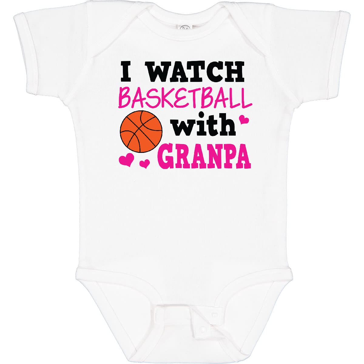 Inktastic I Watch Basketball with Grandpa Baby Bodysuit - Cute Infant Onesie for Basketball Fans, Family Bonding & Game Day Outfits