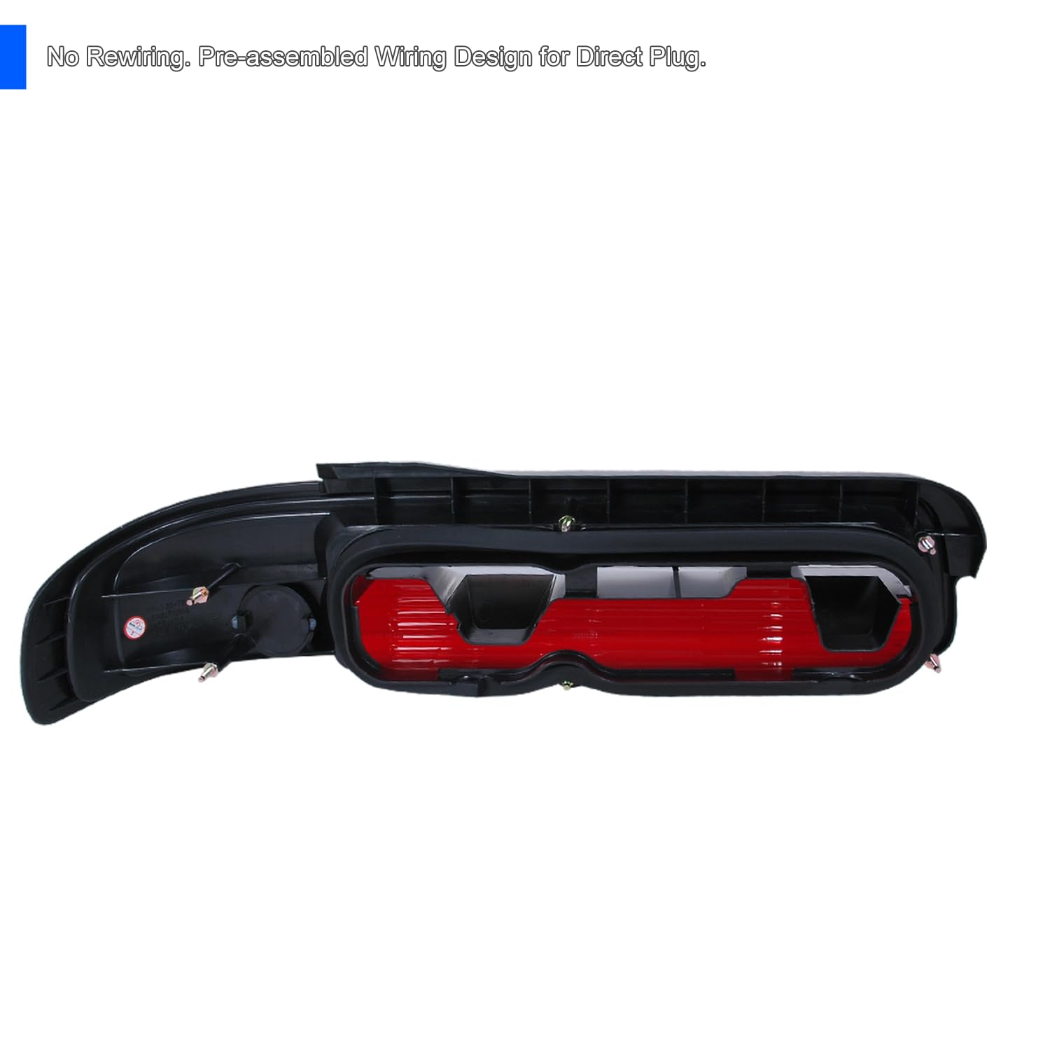 Spec-D Tuning Red Clear Lens Tail Lights for 1989-1994 Nissan 240SX S13 2DR Coupe - Left & Right Pair Assembly | High-Performance LED Lights for Enhanced Visibility & Style | Perfect for Night Driving, Car Shows & Custom Builds