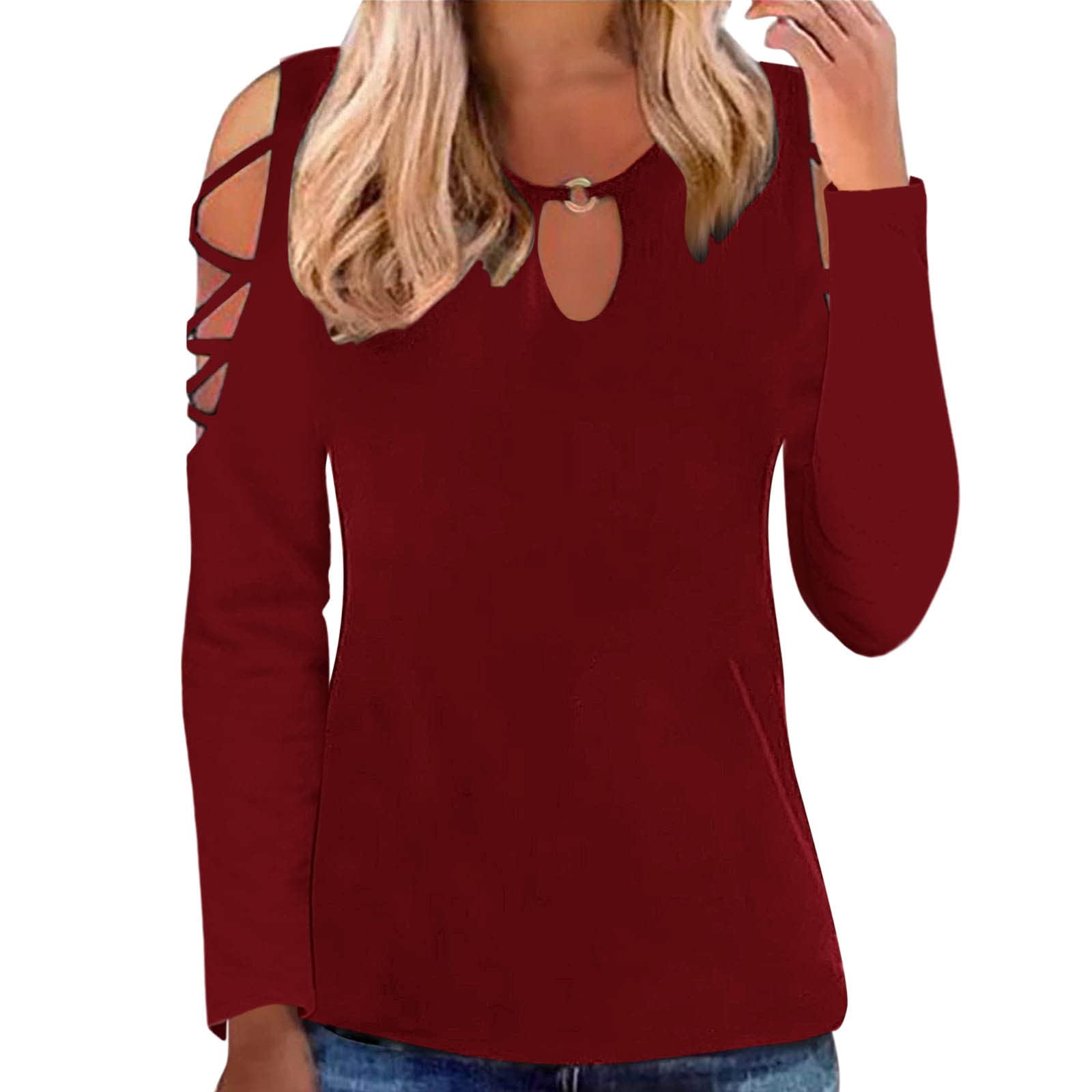 Women's White Long Sleeve V-Neck Loose Casual Pullover Tunic Top for Fall | Comfortable Everyday Wear for Work, Outings & Relaxation