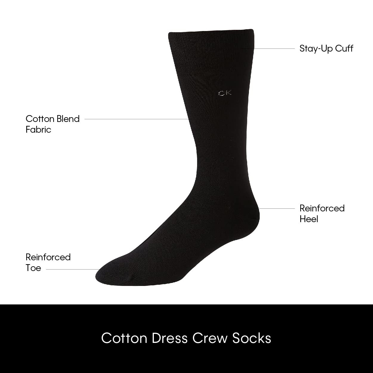 Calvin Klein Men's Dress Socks 6-Pack - Soft Cotton Blend Crew Socks for Business & Formal Wear - Comfortable Pull-On Socks for Men Size 7-12 - Perfect for Office, Wedding & Special Occasions