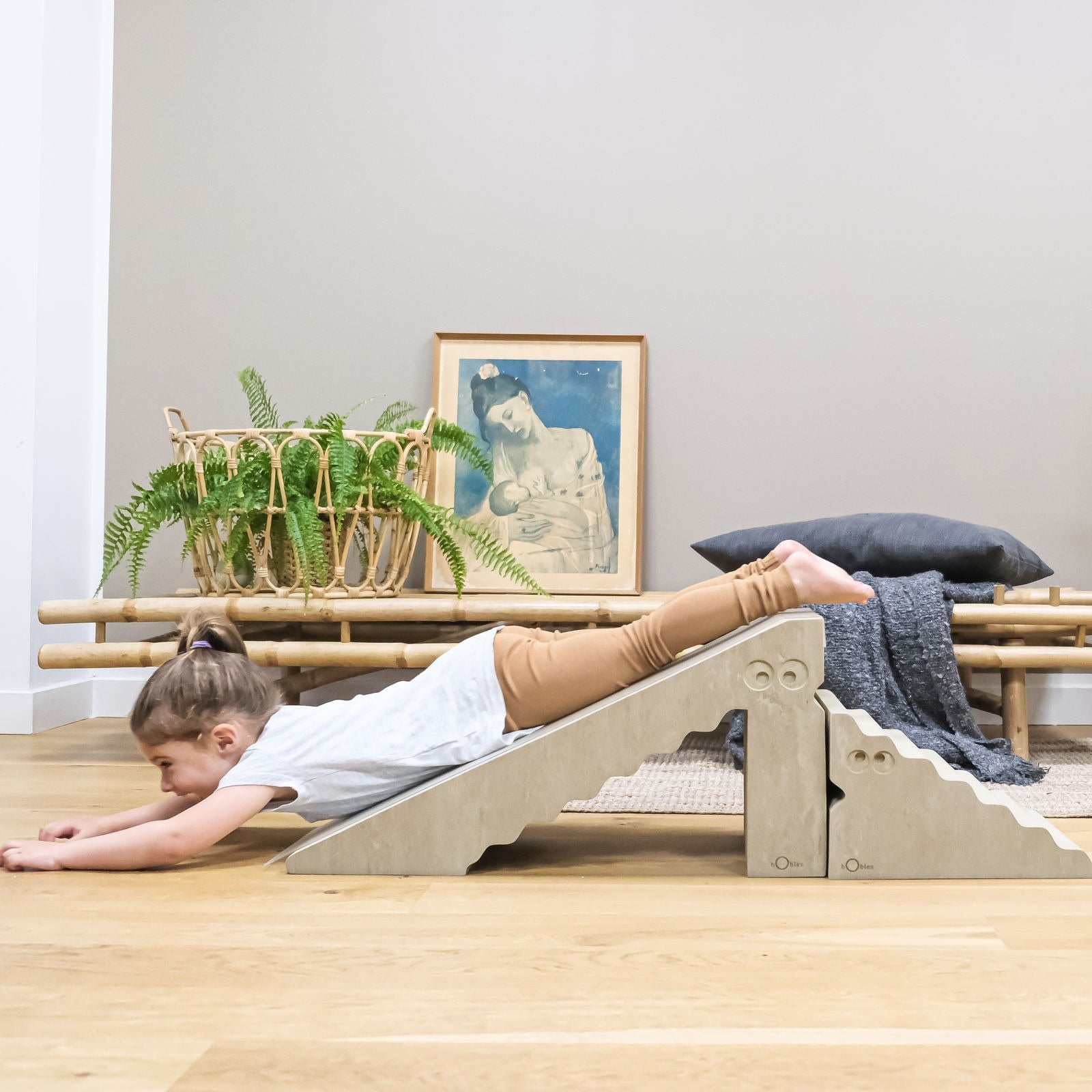 bObles Dino Marble Nature Walnut - Kids Wooden Balance Board for Indoor & Outdoor Play - Perfect for Playrooms, Classrooms, and Backyards