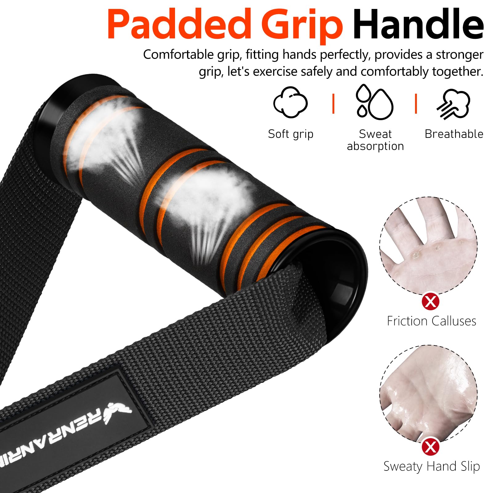 RENRANRING Gym Exercise Handles - Replacement Cable Machine Attachments for Resistance Bands & Strength Training | Pull Down Workout Accessories for Home Gym | Perfect for CrossFit, Weightlifting & Functional Training