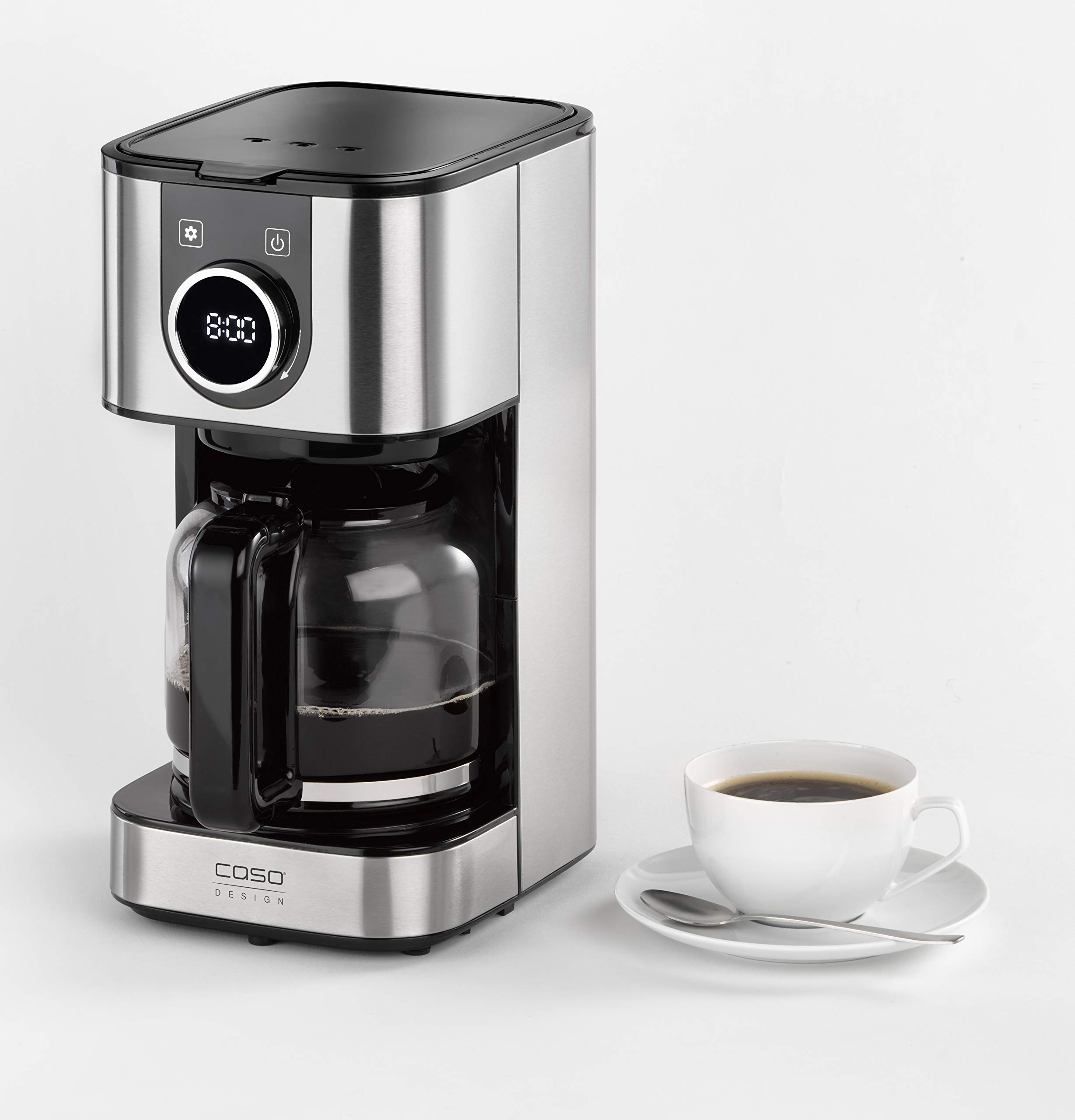 Caso Design 10-Cup Hot Brew Coffee Maker - Stainless Steel Compact Coffee Machine for Home, Office & Small Spaces | Fast Brewing & Easy to Use