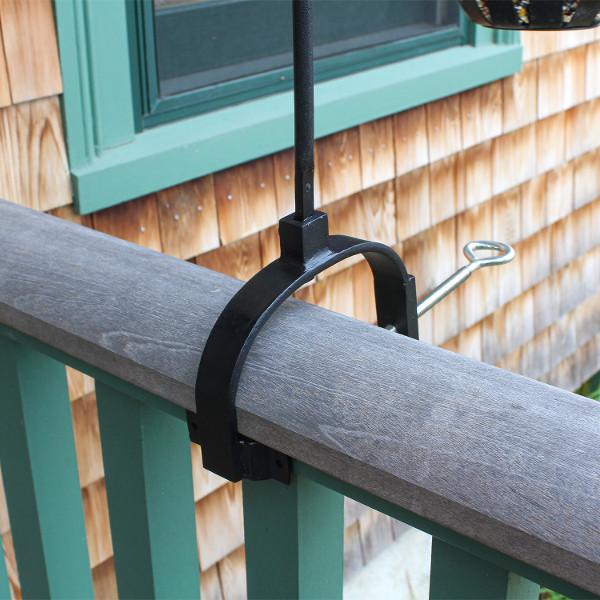 Heavy Duty Shepherd's Hook with Over Railing Bracket - Outdoor Hanging Plant Holder for Porch, Garden & Patio Decor