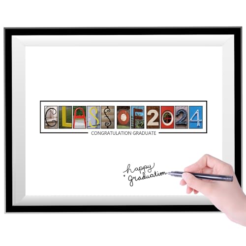 Class of 2024 Graduation Decorations - 12×16 Inch Signature Sign Canvas Wall Art with Black Frame | Perfect Graduation Gift & Party Decor for High School & College Graduates | Dorm, Office & Home Celebration Decor