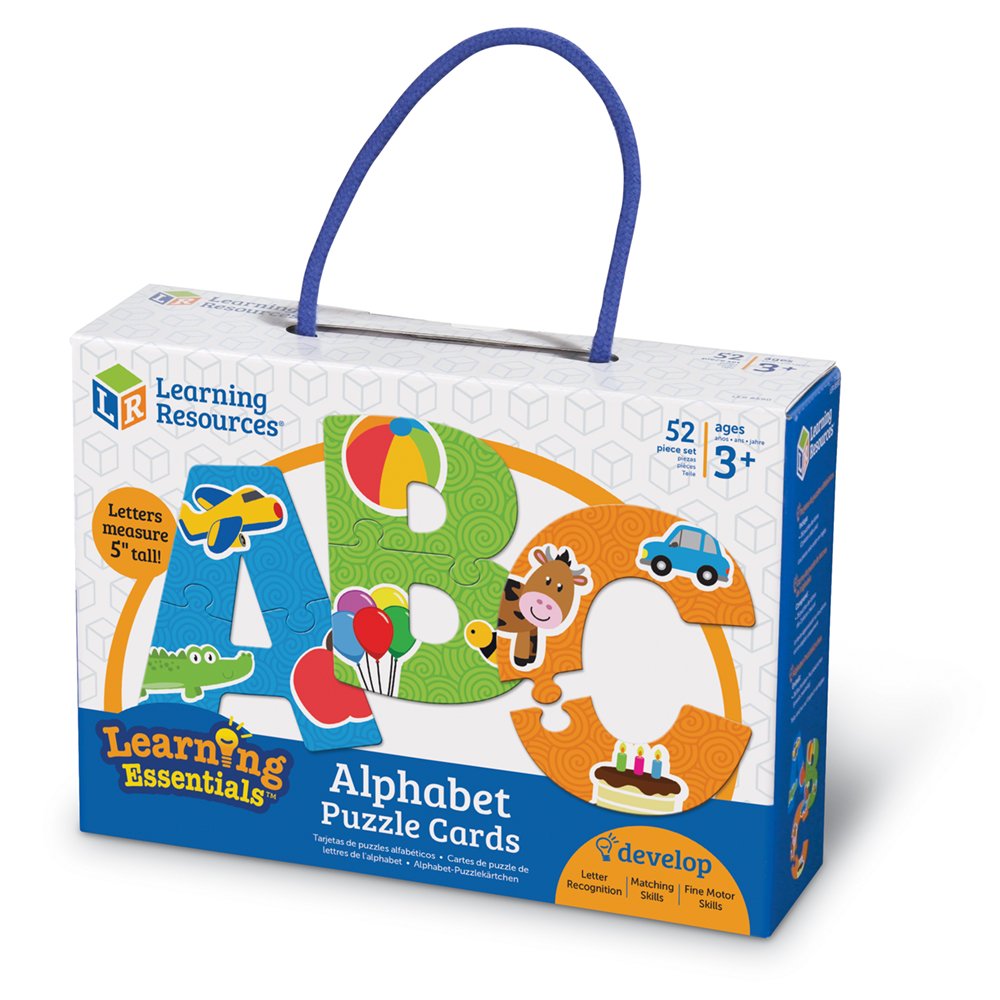 Learning Resources Alphabet Puzzle Cards - ABC Learning Toys for Toddlers Ages 3+, 26 Self-Correcting Puzzles with 52 Pieces, Preschool Educational Games for Letter Recognition & Early Reading Skills - Perfect for Homeschool, Classroom & Montessori Learning Activities