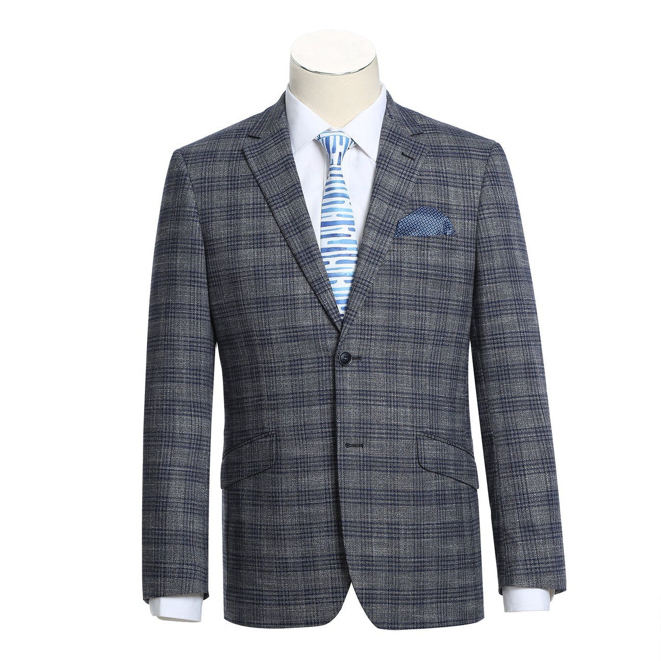 Alessandro Vitello by Renoir Slim Fit Stretch Checked Blazer for Men - Gray 294 13 - Business Casual & Office Wear Jacket