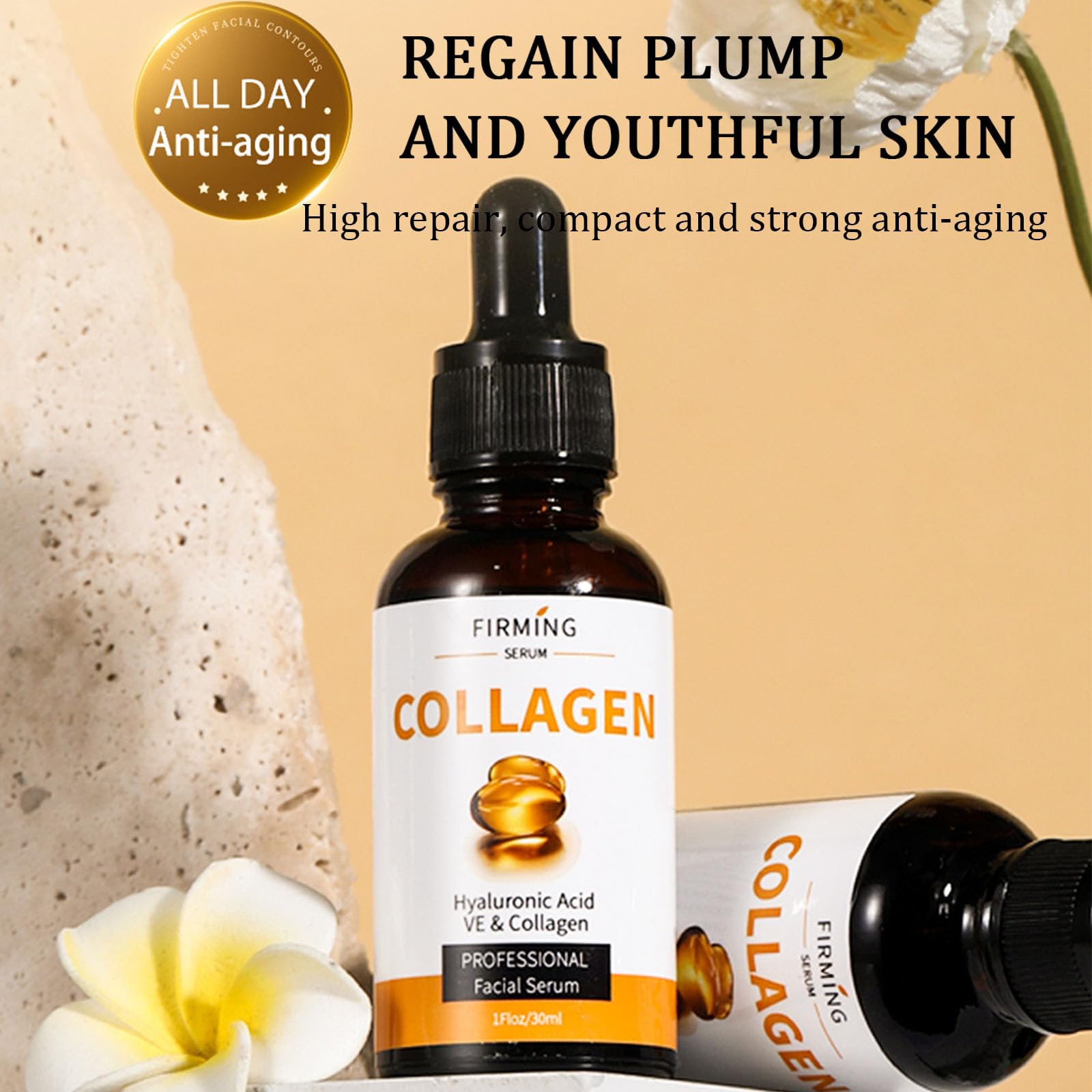 Retinol Serum & Collagen Serum for Face - Anti Aging Skin Care Set with Hyaluronic Acid & Vitamin E - Wrinkle Repair & Skin Nourishment for Women (2 Bottles) - Perfect for Night Routine & Daily Skincare Regimen