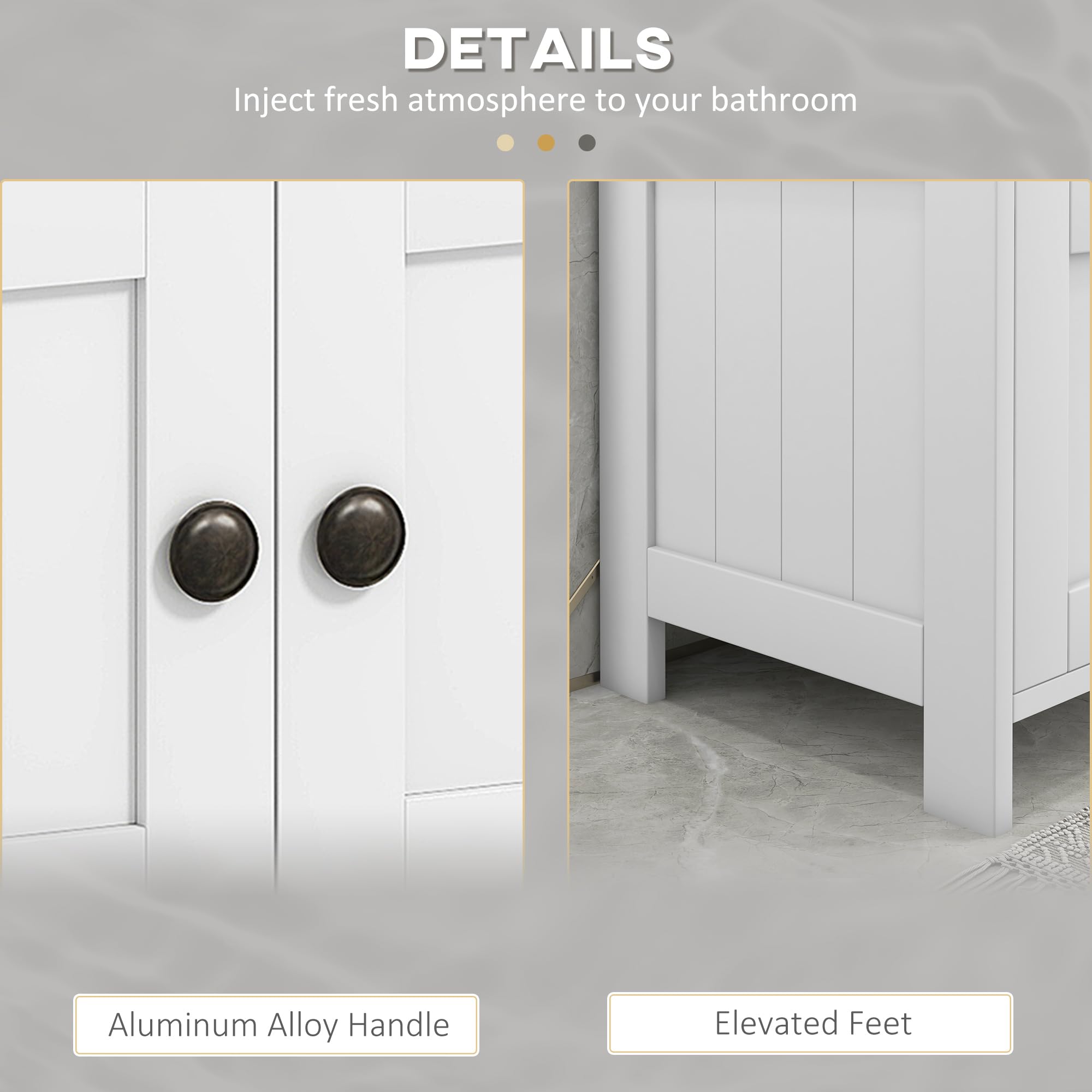 Kleankin White Pedestal Sink Storage Cabinet - 2 Door Bathroom Vanity with Open Shelf for Under Sink Organization | Perfect for Small Bathrooms, Powder Rooms & Apartment Bath Storage