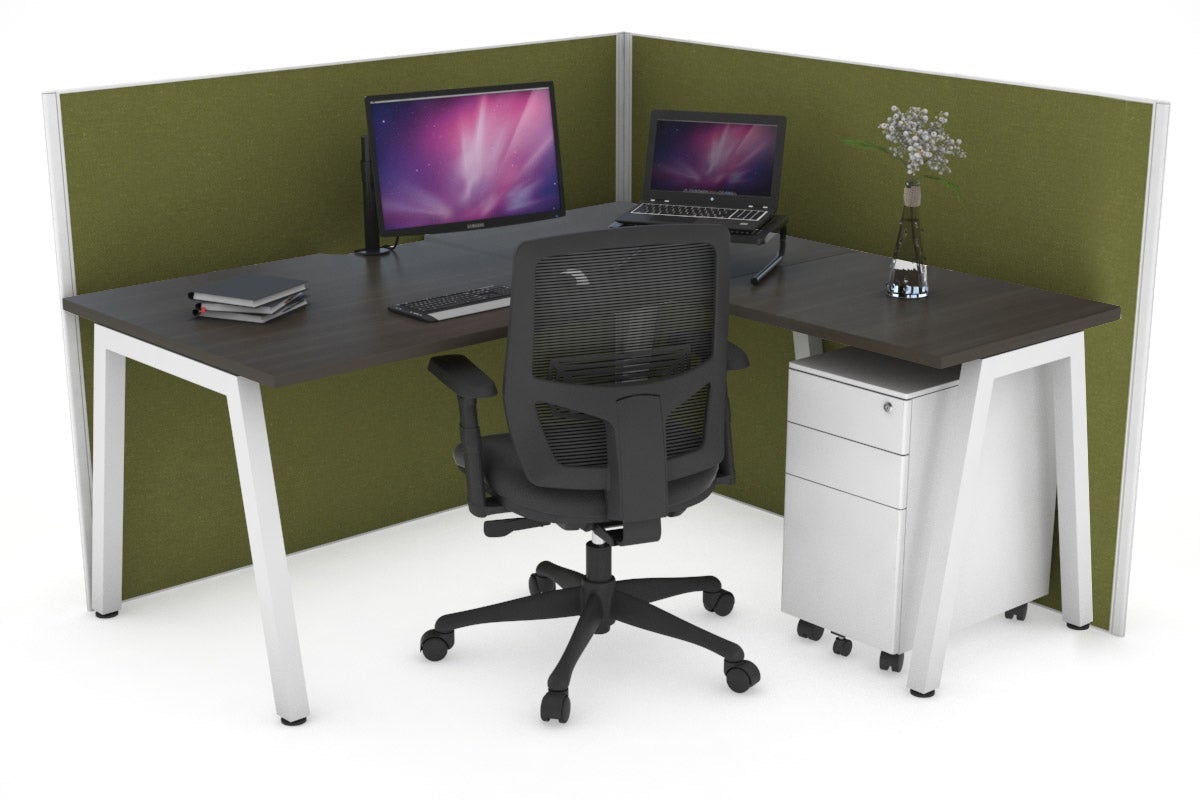 Horizon Quadro A Legs L-Shaped Corner Office Desk - 1600L x 1550W with Cable Management | Modern Home Office & Gaming Desk for Workspace & Study Room