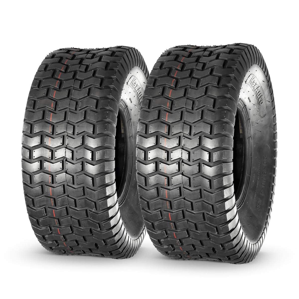 MaxAuto 20x8.00-8 Lawn Mower Tires - Heavy Duty 4 Ply Tubeless Tractor Tires (Set of 2) - 965lbs Capacity - Perfect for Riding Mowers, Lawn Tractors & Garden Equipment - All-Season Performance for Grass Cutting & Yard Maintenance