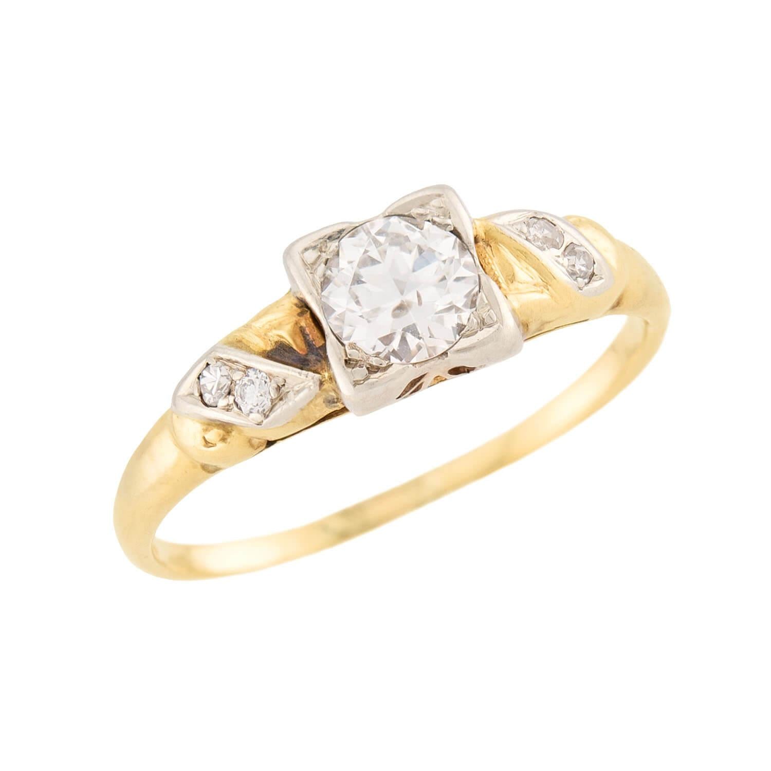 14K White Gold Edwardian Style Diamond Engagement Ring - 0.40ct Vintage Inspired Solitaire Ring for Women, Perfect for Proposals, Anniversaries & Special Occasions