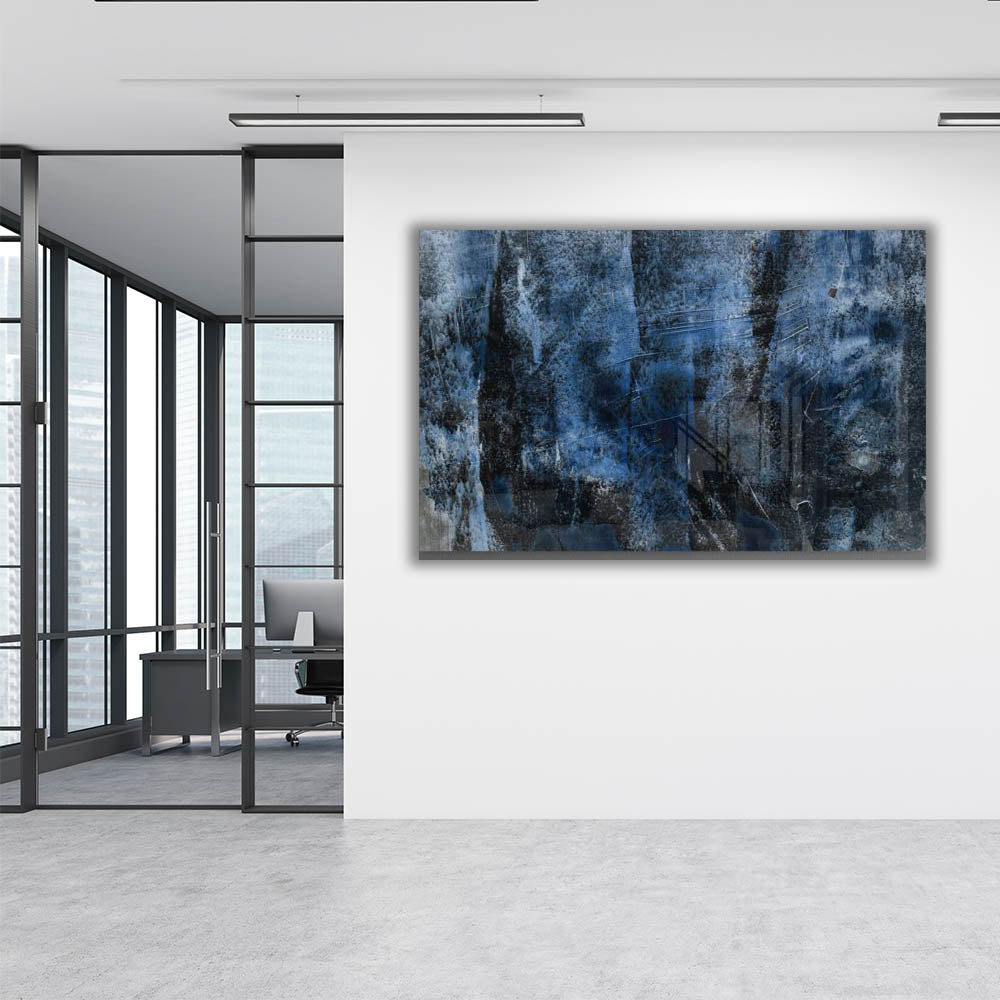 Abstract Black & Blue Wall Art Canvas Painting - Modern Home Decor for Living Room, Bedroom & Office - Perfect for Adding Stylish Elegance to Any Space