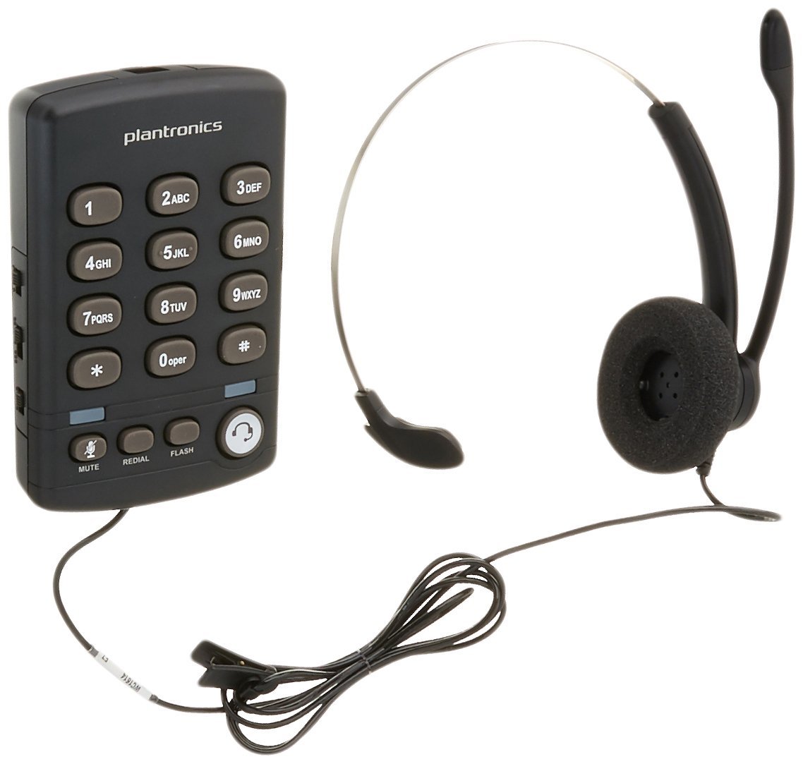 Plantronics Practica T110 Standard Office Telephone Headset - Black (204549-01) for Business Calls & Conference Rooms