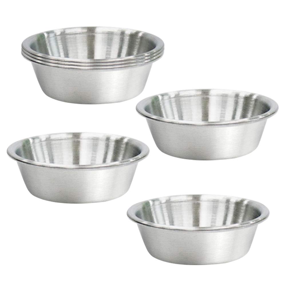 6Pcs 2.3OZ Stainless Steel Sauce Dishes - Premium Sushi Dipping Bowls, Seasoning Cups, Mini Appetizer Plates & Metal Ramekins for Condiments, Soy Sauce, Dressings - Perfect for Sushi Bars, Restaurants & Home Kitchens (Silver, 6-Piece Set)